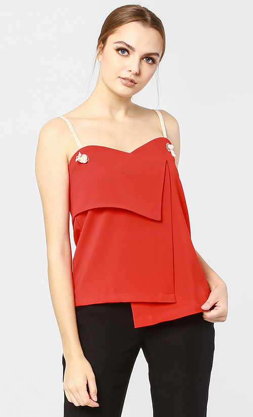 Whitney Spaghetti Top in Vermillion