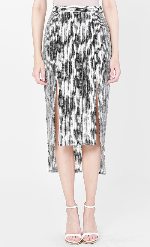 Brooke Slit Skirt in Stripes image 2