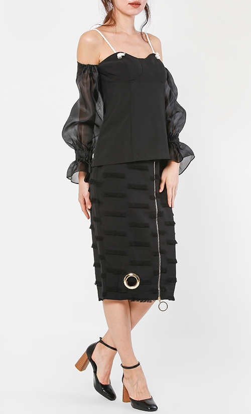 Judy Off Shoulder Top in Black image 2