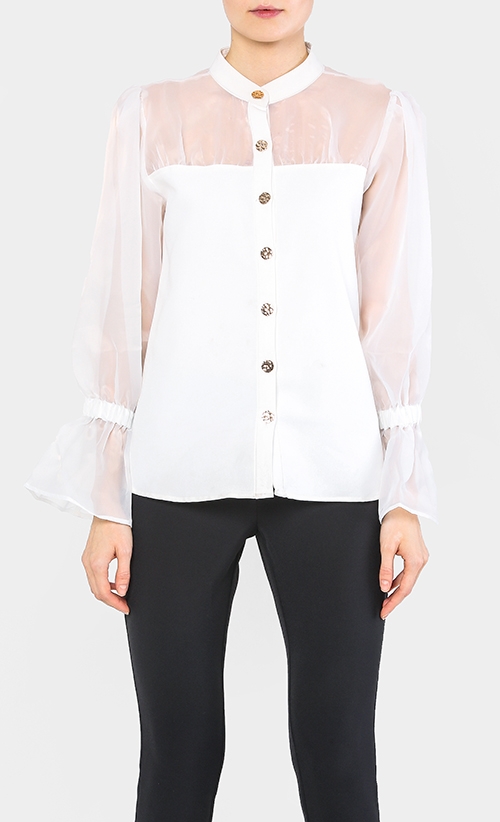 Willow Long Sleeved Top in White image 2