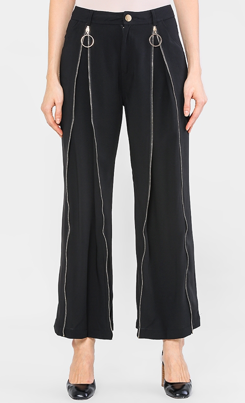 Tyra Zip Trousers in Black  image 2