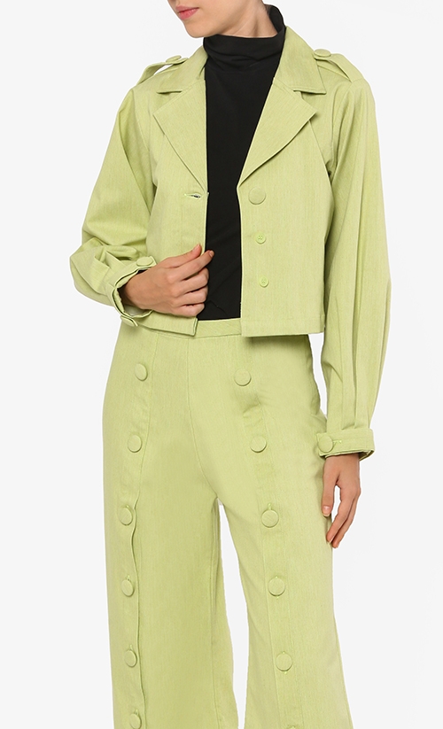 Paige Crop Blazer in Light Green image 2