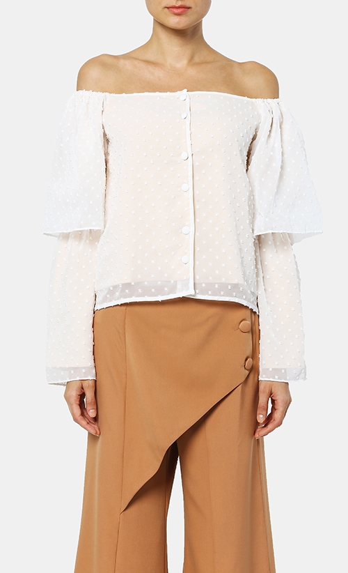 Ona Off Shoulder Top in Cream image 2
