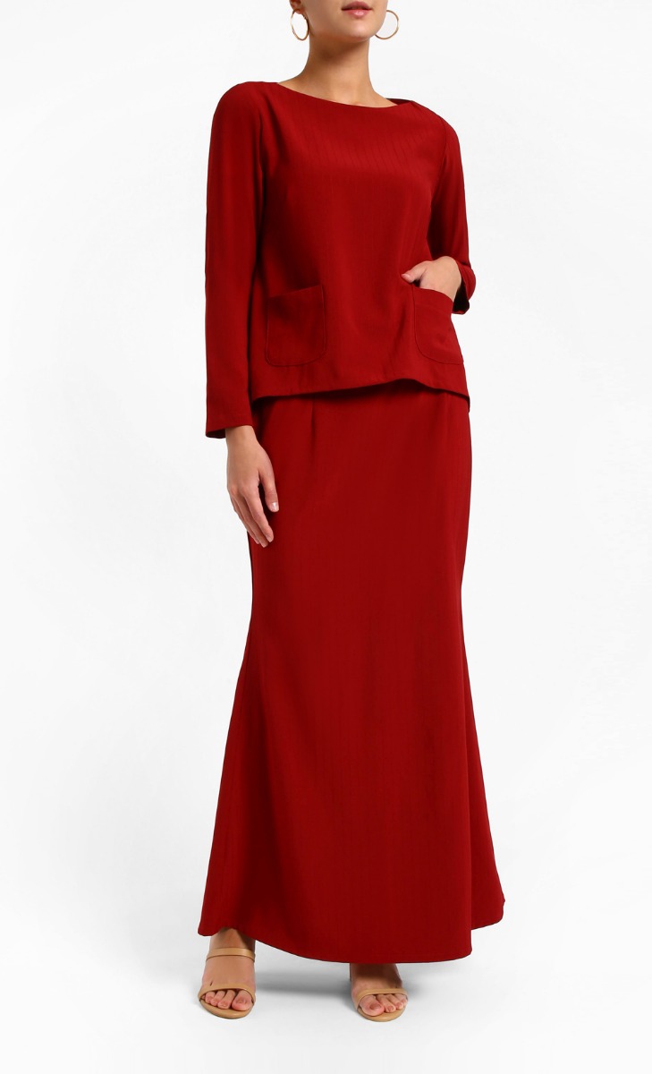 Modern Kurung in Red 