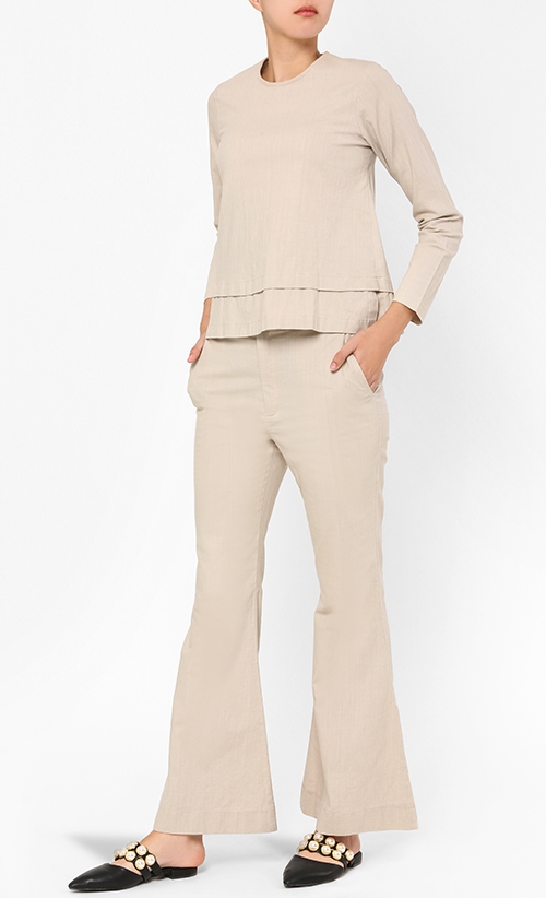 Bell Bottom Pants In Nude