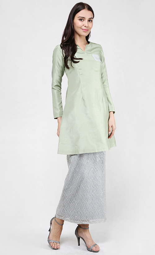 baju kurung olive green