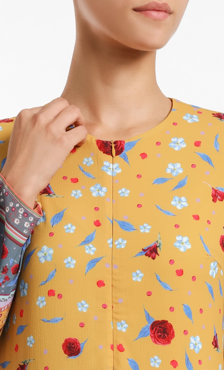 Zanna Zip-Front Maxi Dress in Mustard Print image 2