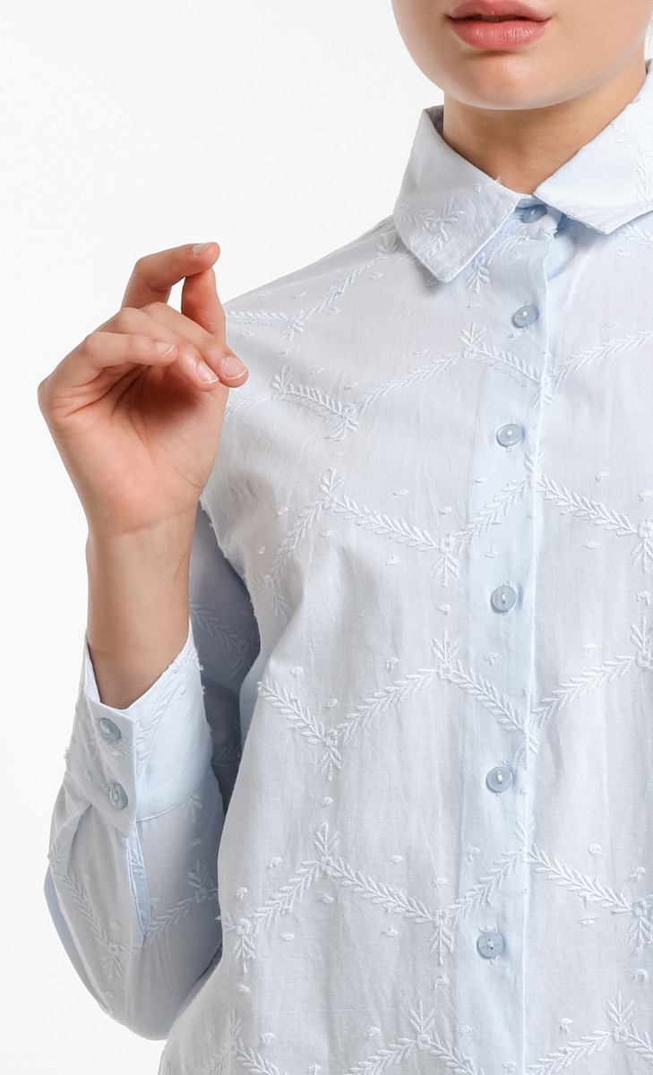 Eleah Embroidered Shirt in Light Blue image 2