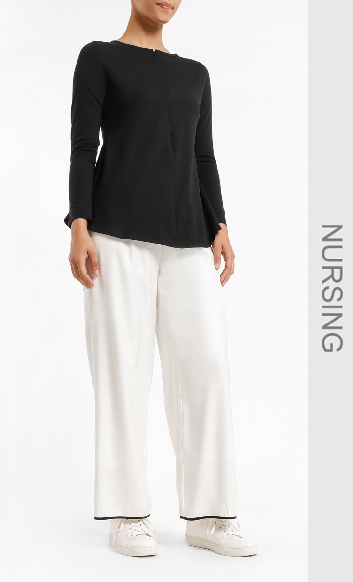 Naimaya Zip-Front Blouse in Black