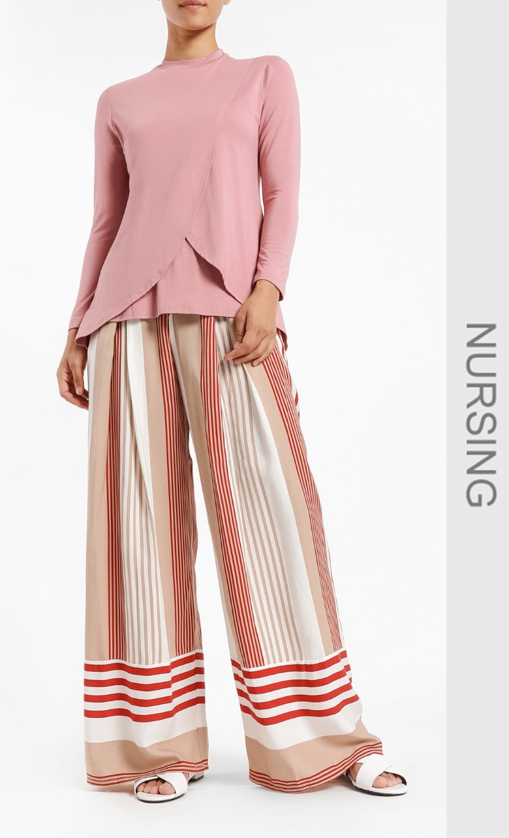 Ismena Tulip Overlay Blouse in Dusty Pink