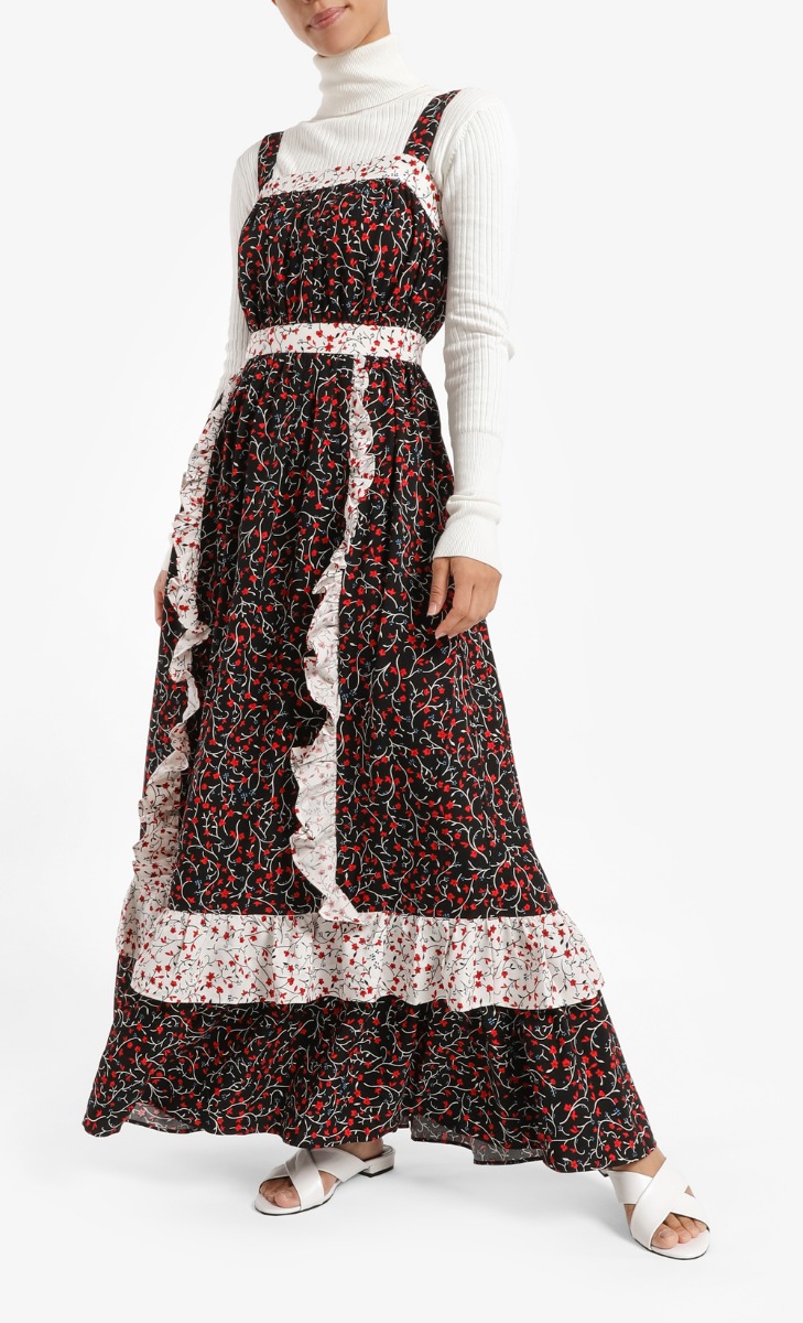 Annaka Thick Strap Dress in Black Mini Floral