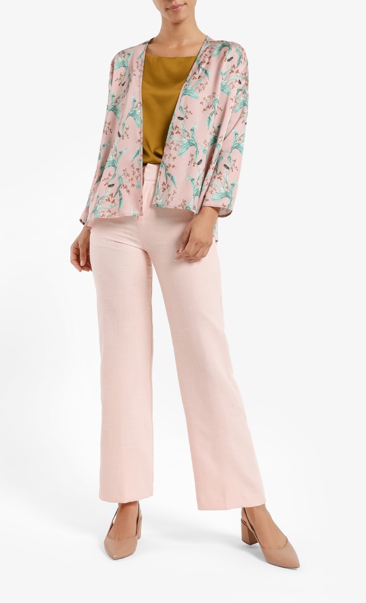 Unaizah Drop Shoulder Cardigan in Pink Floral