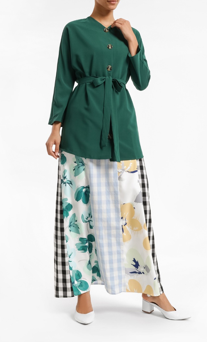 Jisanda Front Button Tunic Top in Green