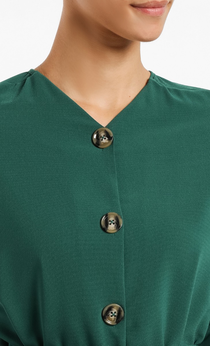 Jisanda Front Button Tunic Top in Green image 2
