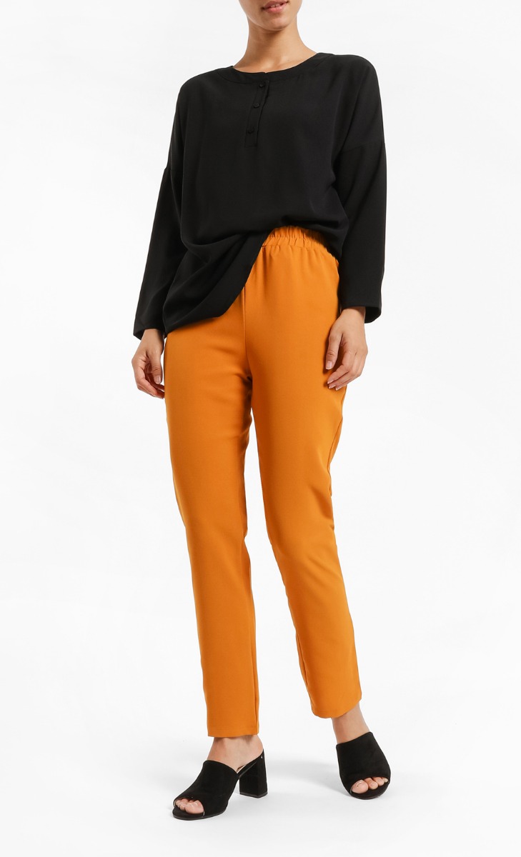 Garima Henley Tunic Top in Black