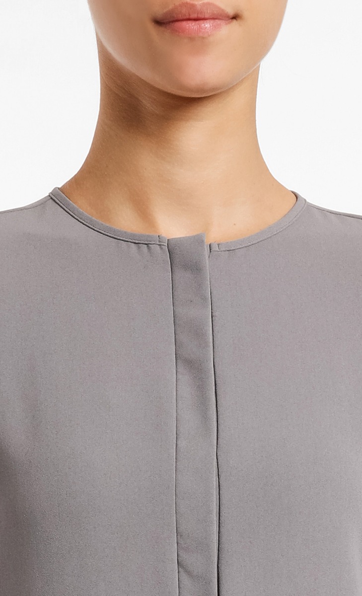 Netta Henley Long Blouse in Frost Gray image 2