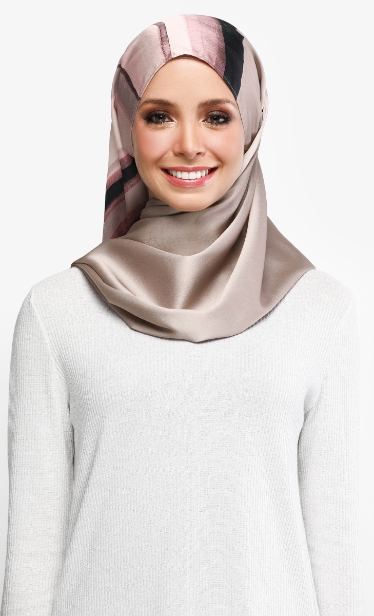 SATU Textured Satin Hijab  In Mauve FashionValet