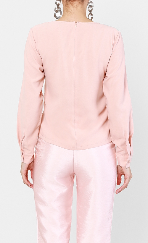 Lace Up Top in Nude image 2