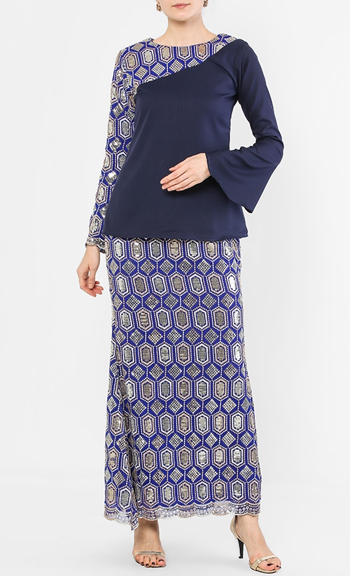 Priyanka Kurung Set in Blue
