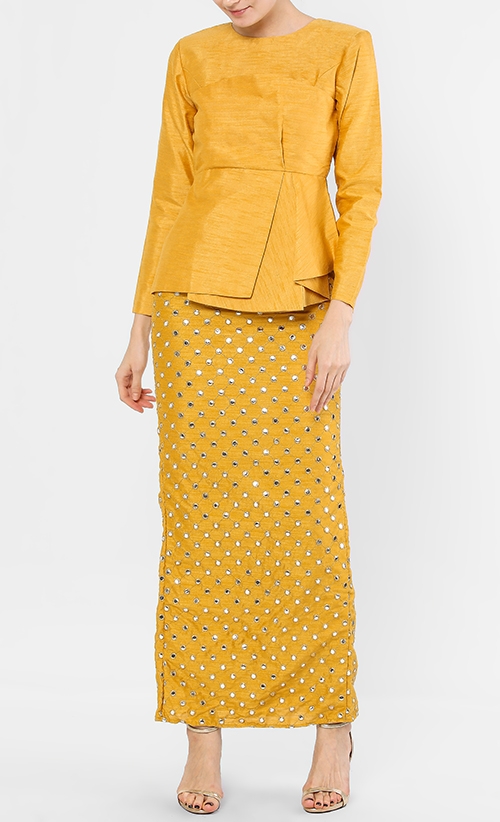 Manisha Kurung Set in Mustard