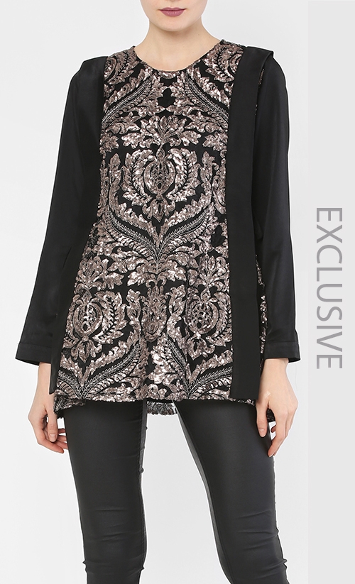 Amelia Top ln Black and Gold