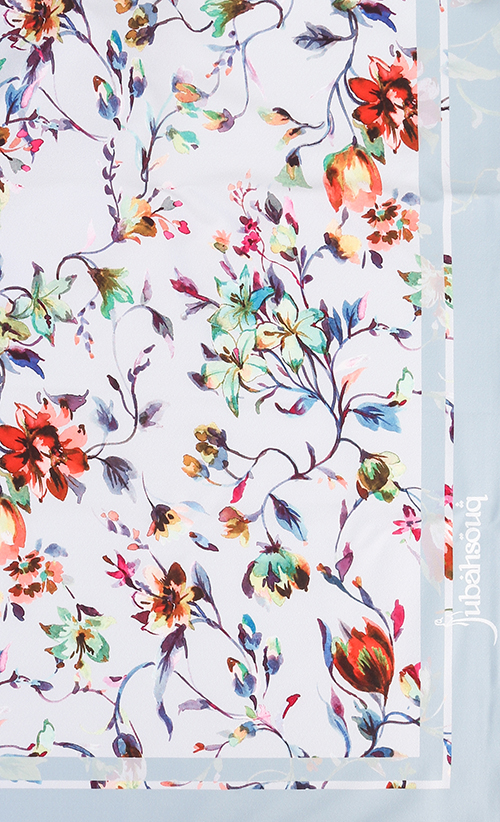 Tya Azaahra Bawal Scarf in Floral White image 2