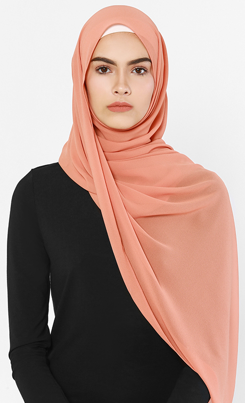 Soft Crepe Hijab in Coral Sunset