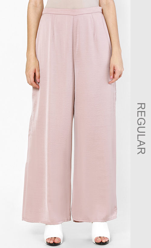 Satin Effect Trousers (Regular) in Pink