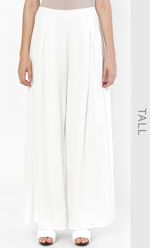 Front Pleated Palazzo Pants (Tall) in White