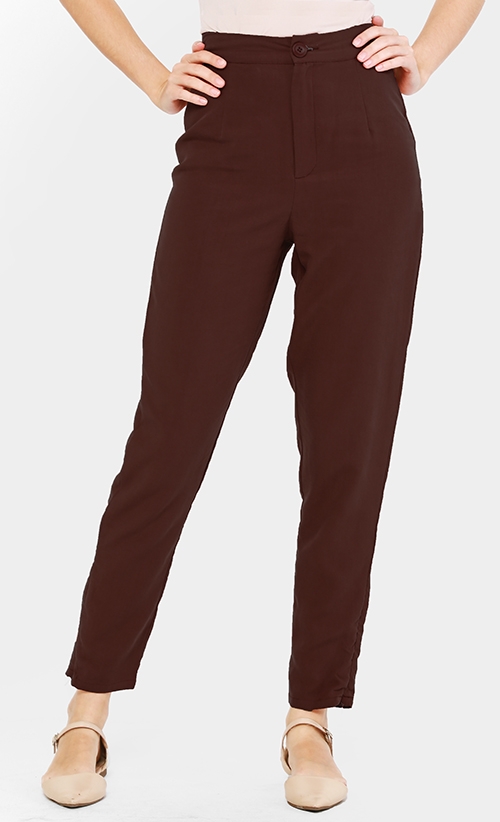 High Waist Trousers in Brick