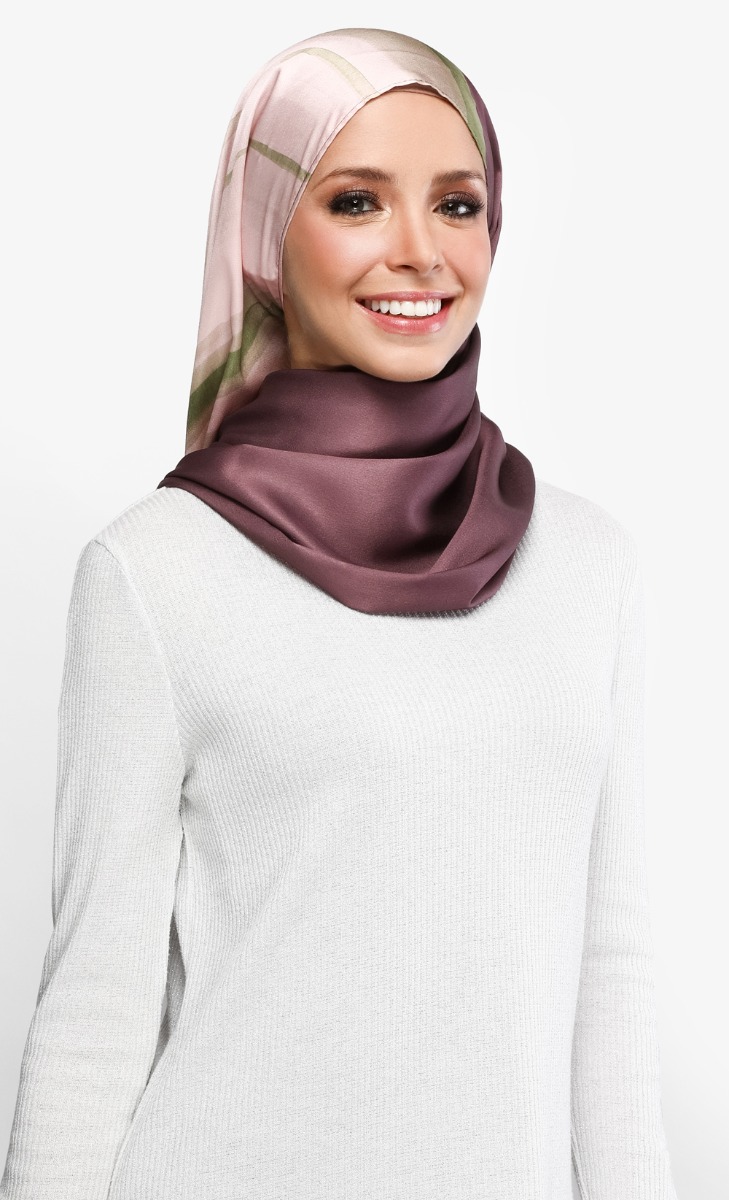 SATU Textured Satin Hijab  In Brick FashionValet