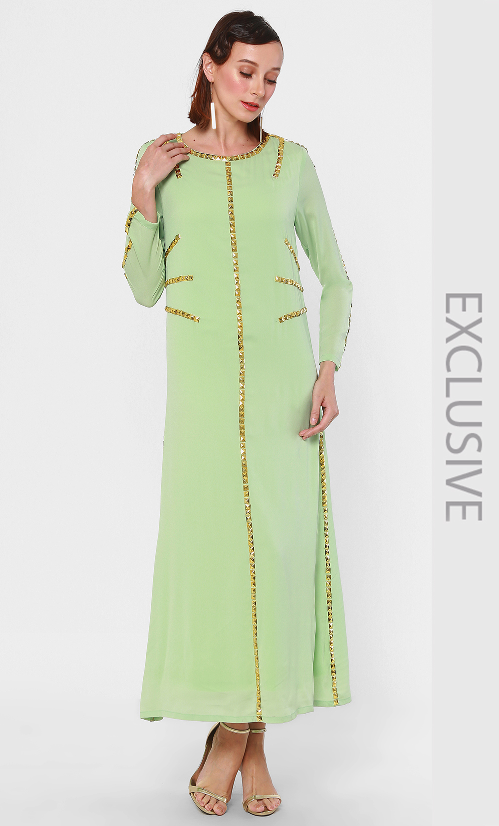 The Esther Embellished Tunic Dress in Mint