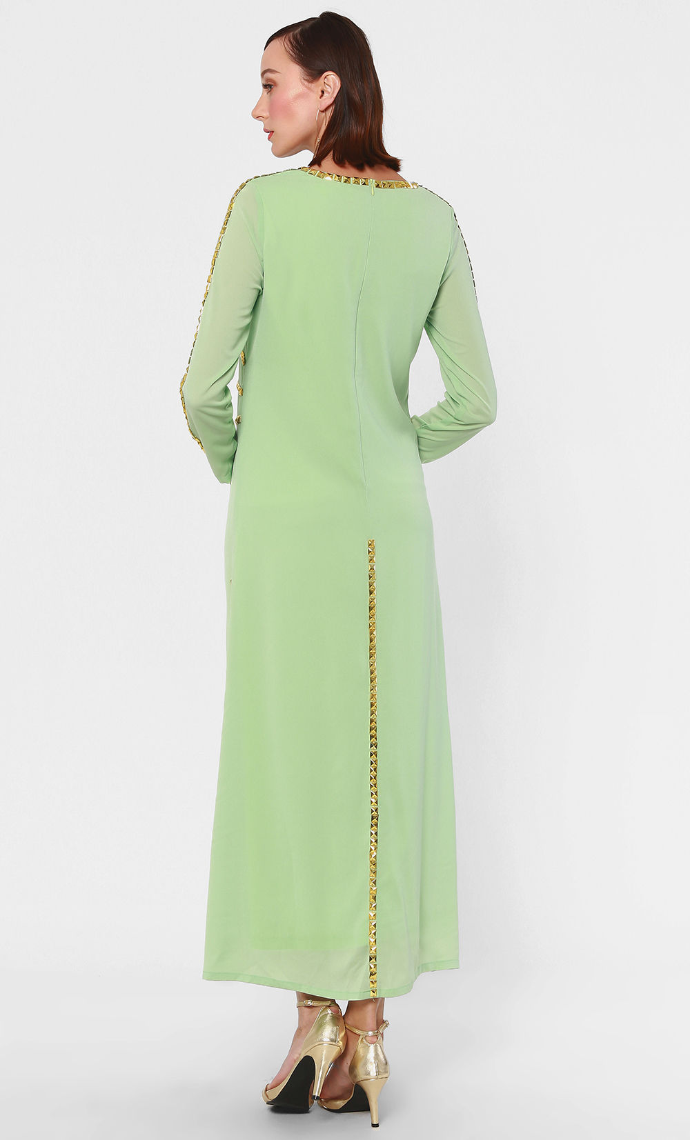 The Esther Embellished Tunic Dress in Mint image 2
