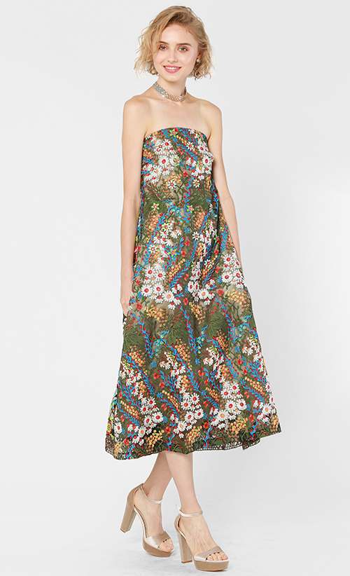 The Claire Lace Midi Dress in Garden