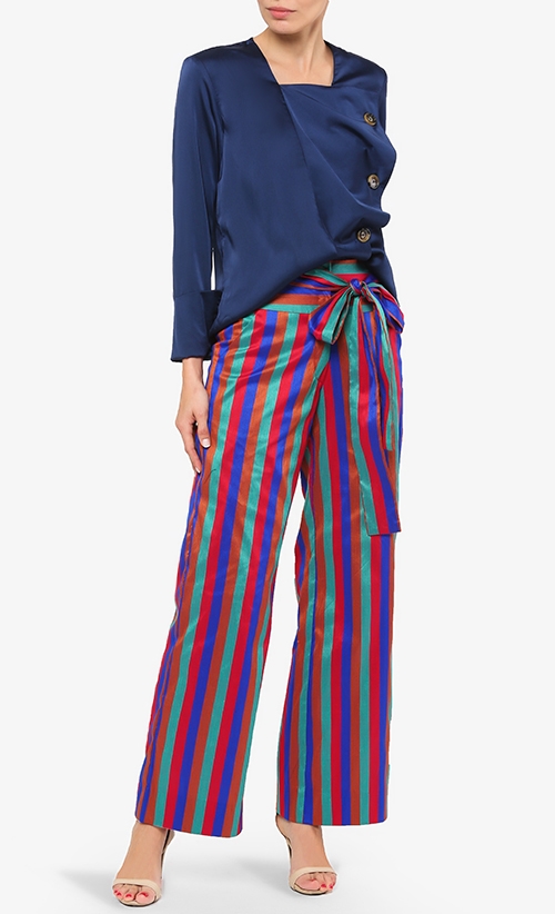 Marcia Long Pants with Sash in Exotic
