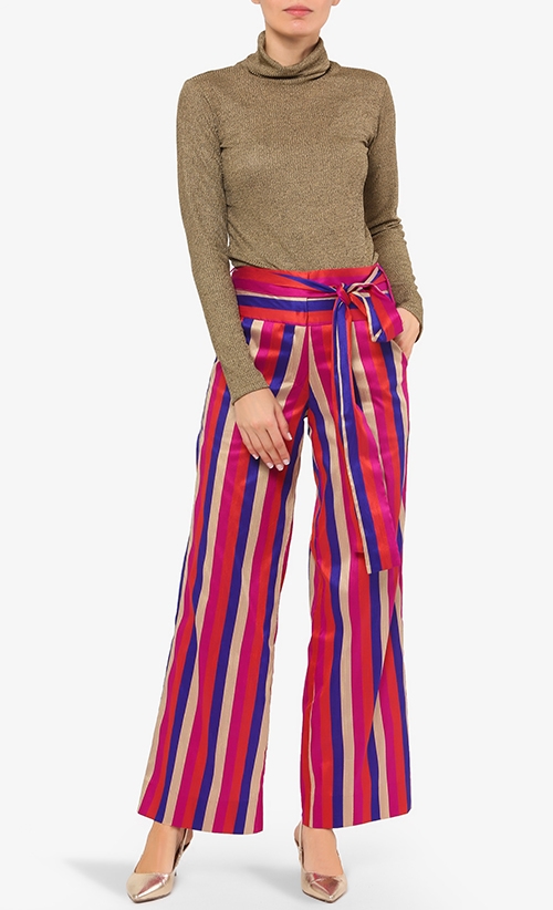 Marcia Long Pants with Sash in Lotus 