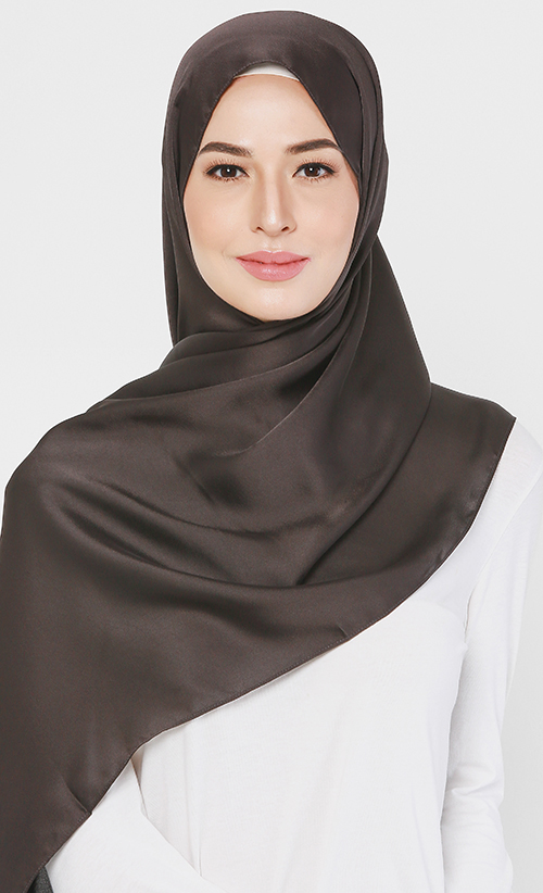 Satin Shawl in Black Olive