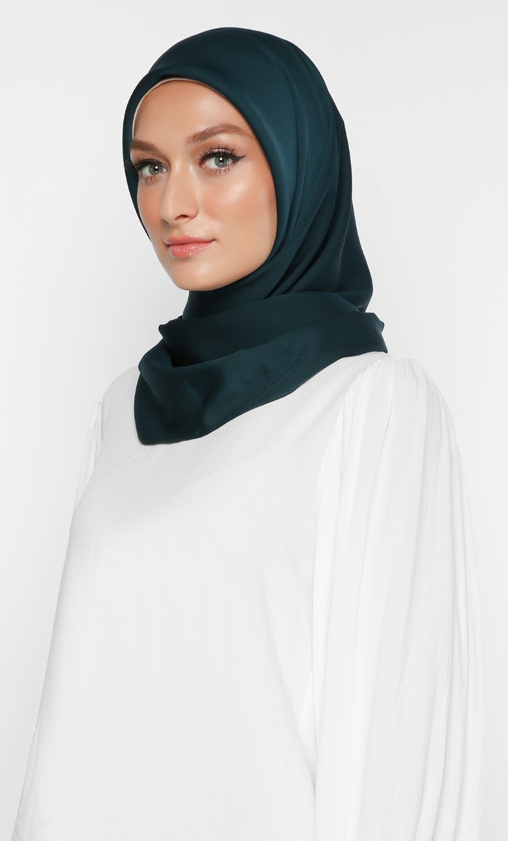 Light Crepe Square Scarf in Black Aqua image 2