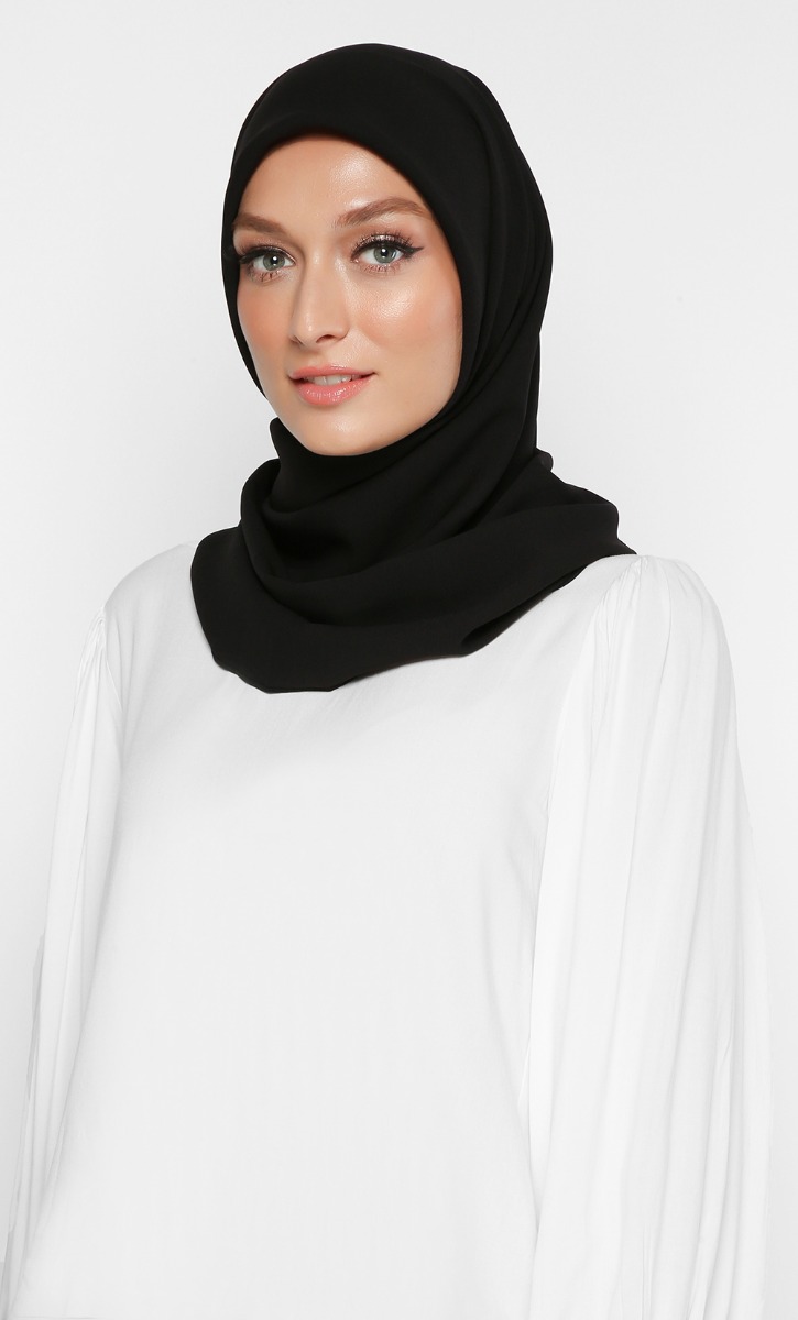 Light Crepe Square Scarf in Jet Black image 2