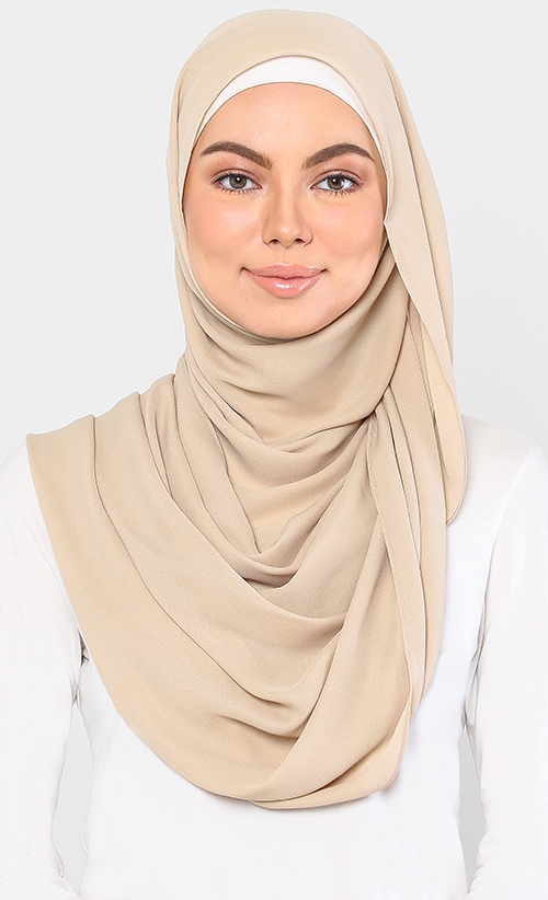Chiffon Shawl in Cream Tan