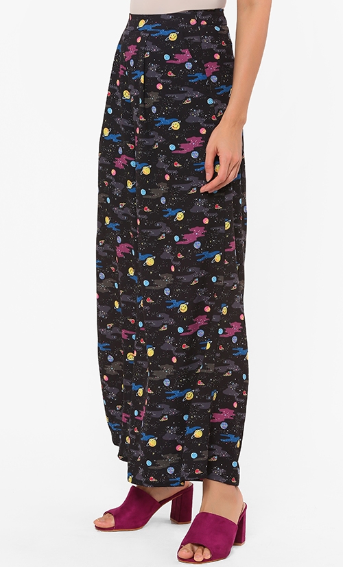 Eliana Galactic Printed Culottes in Black image 2