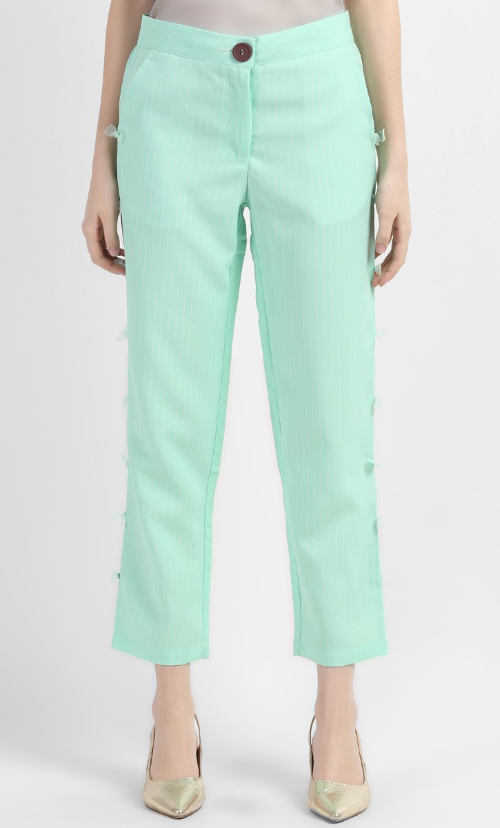 Marley Tapered Pants with Bows in Mint Green image 2