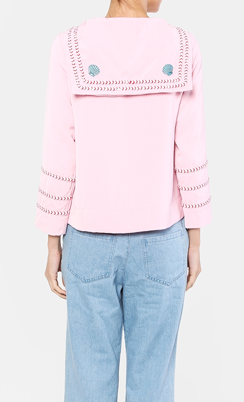 Olivia Embroidered Sailor Collar Blouse in Pink image 2