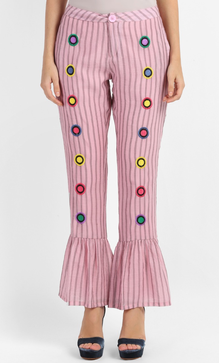 Sara Embroidered Ruffle Pants in Pink image 2