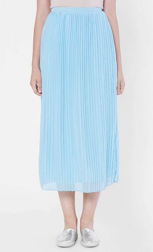 Abela Pleats Maxi Skirt in Blue image 2