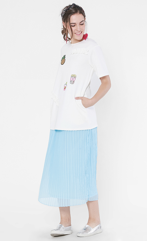 Abela Pleats Maxi Skirt in Blue