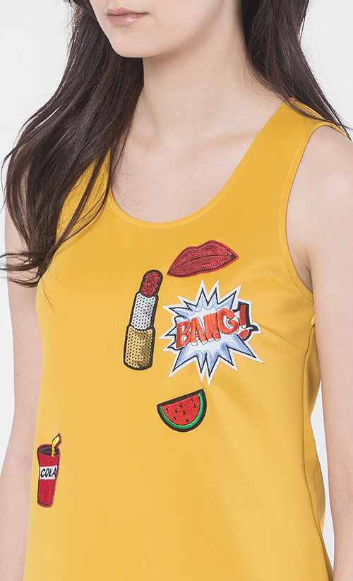 Barbra Ruffle Hem Dress in Mustard image 2