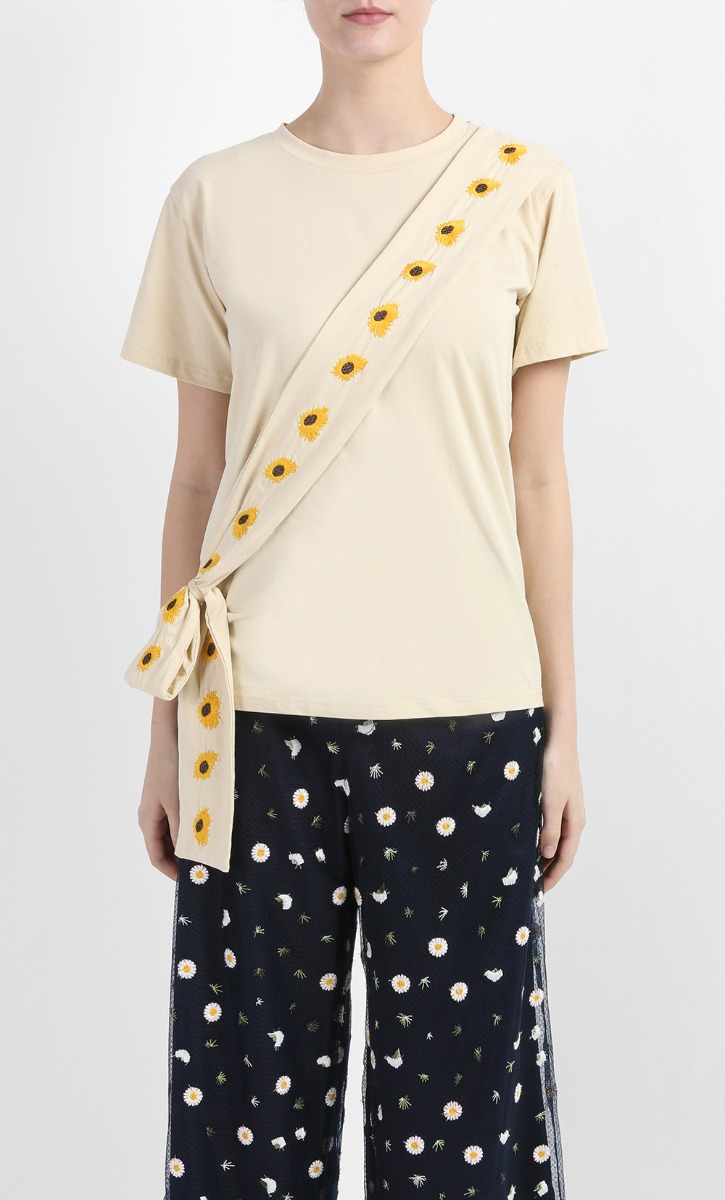 Sienna Embroidered T-Shirt (Adult) in Nude image 2