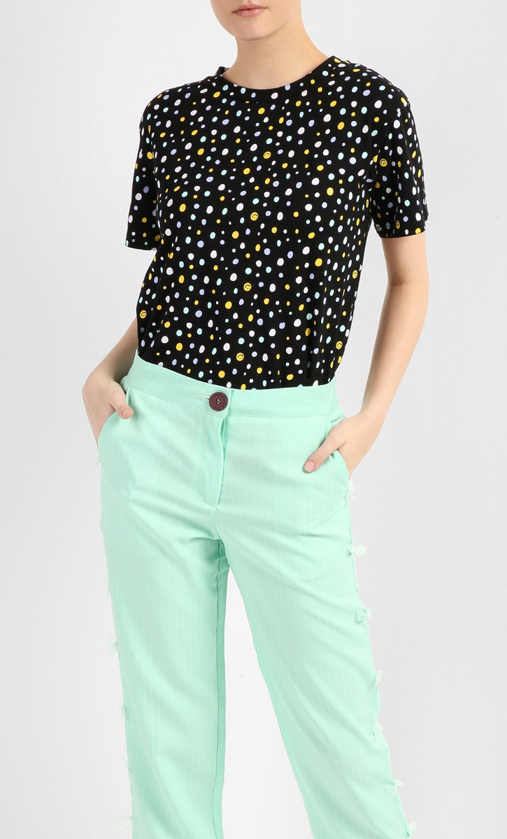 Mika Printed Polka Dot T-Shirt (Adult) In Black image 2