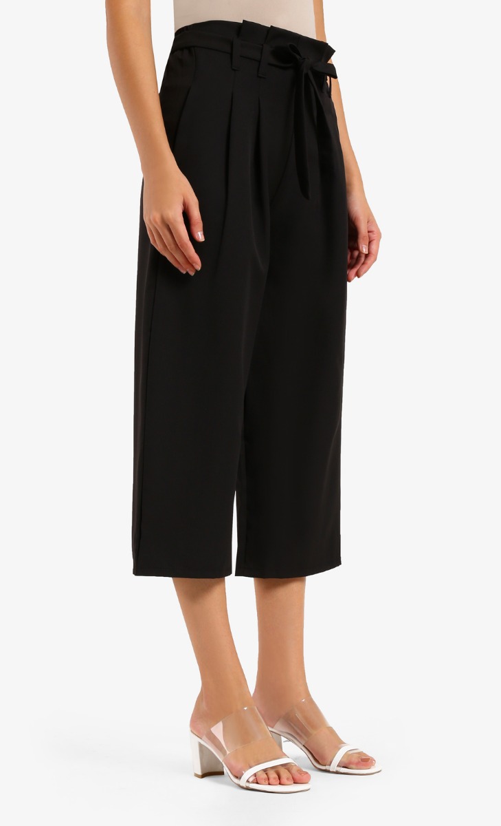 Irma High Rise Wide Leg Pants With Belt in Black image 2
